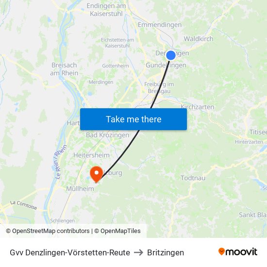 Gvv Denzlingen-Vörstetten-Reute to Britzingen map