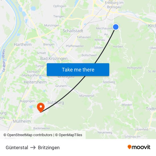 Günterstal to Britzingen map