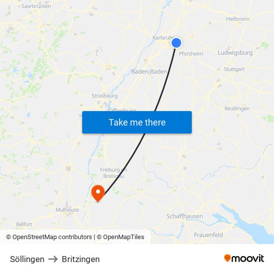 Söllingen to Britzingen map