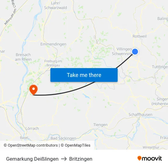 Gemarkung Deißlingen to Britzingen map