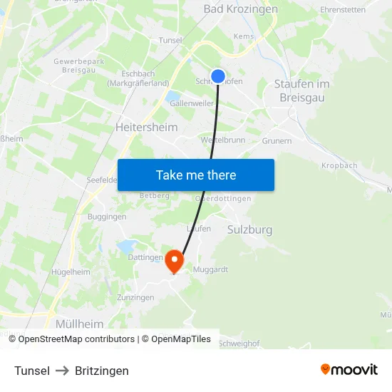 Tunsel to Britzingen map