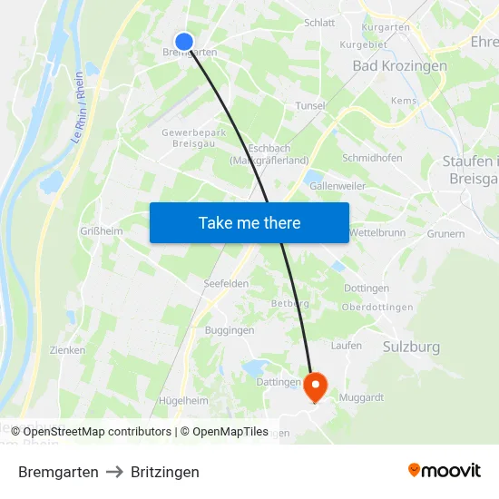 Bremgarten to Britzingen map