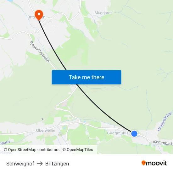 Schweighof to Britzingen map