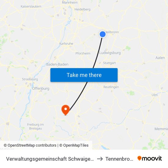 Verwaltungsgemeinschaft Schwaigern to Tennenbronn map