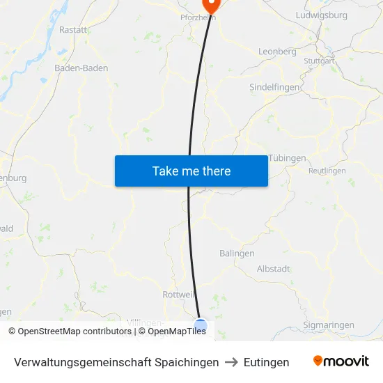 Verwaltungsgemeinschaft Spaichingen to Eutingen map