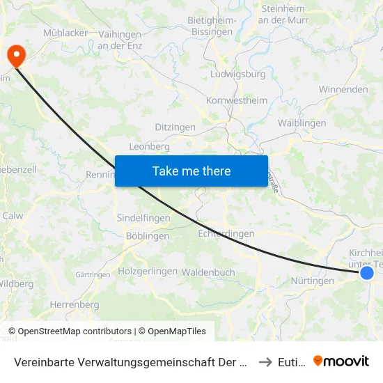 Vereinbarte Verwaltungsgemeinschaft Der Stadt Kirchheim Unter Teck to Eutingen map