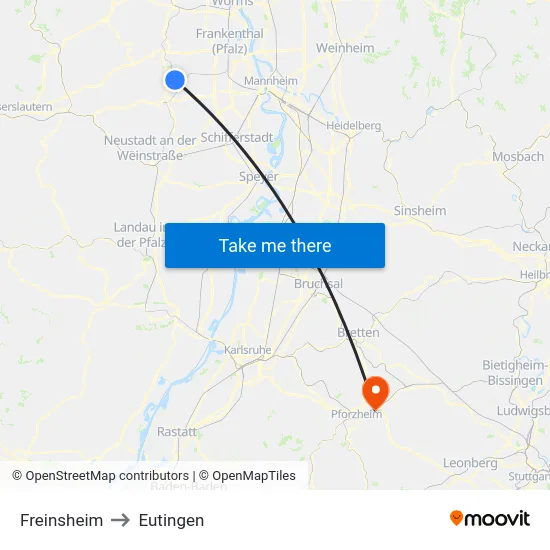 Freinsheim to Eutingen map