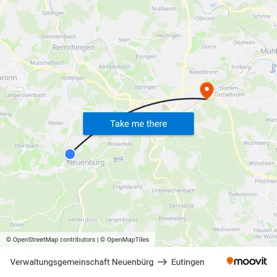 Verwaltungsgemeinschaft Neuenbürg to Eutingen map