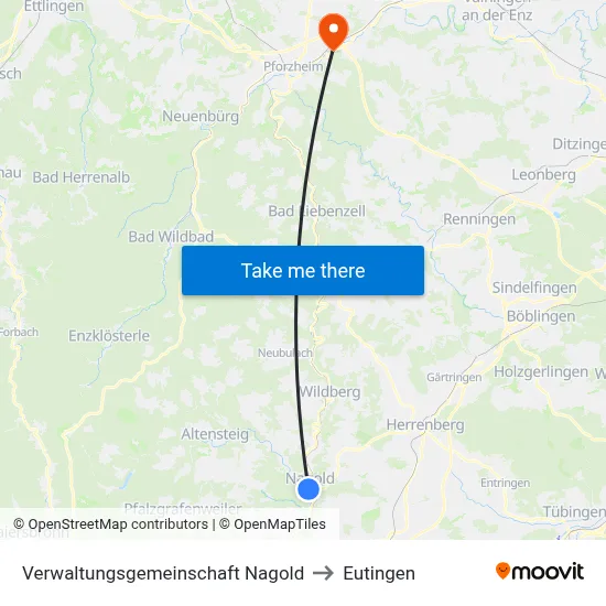 Verwaltungsgemeinschaft Nagold to Eutingen map