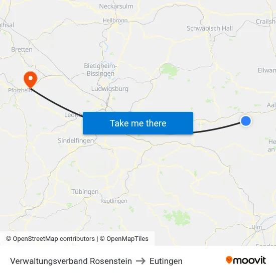 Verwaltungsverband Rosenstein to Eutingen map