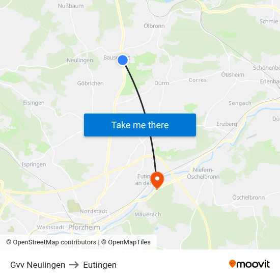 Gvv Neulingen to Eutingen map