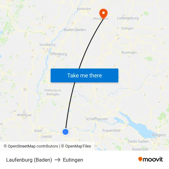Laufenburg (Baden) to Eutingen map