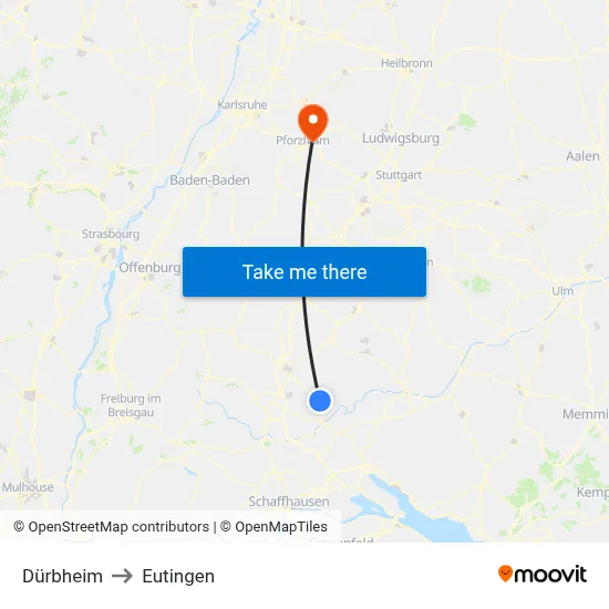 Dürbheim to Eutingen map