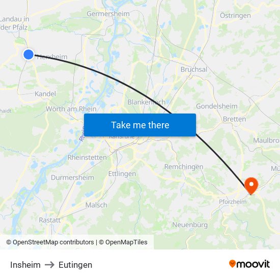 Insheim to Eutingen map