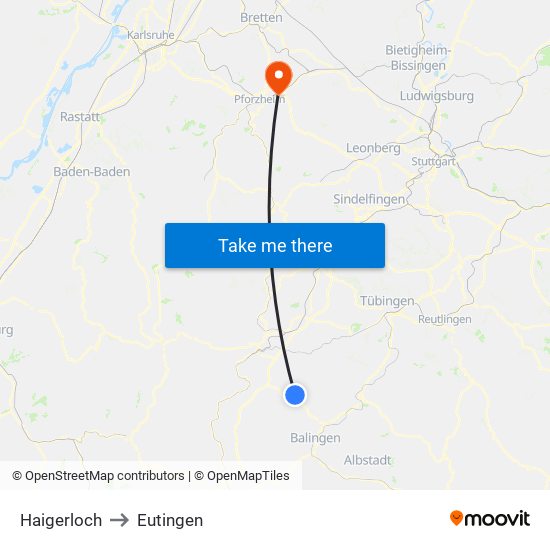 Haigerloch to Eutingen map