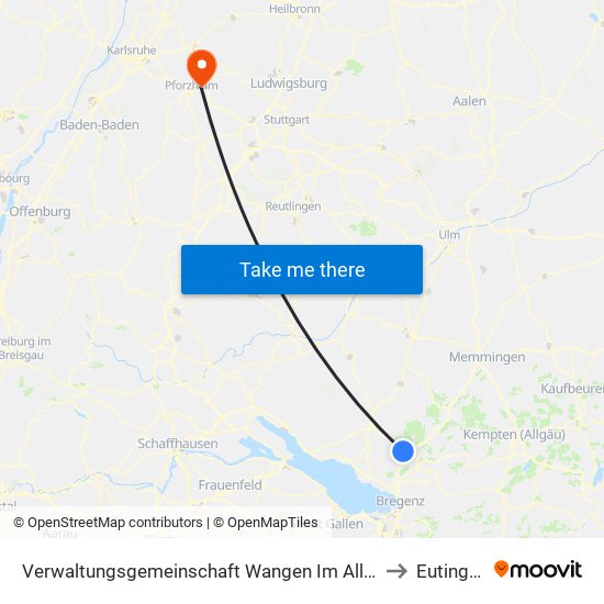 Verwaltungsgemeinschaft Wangen Im Allgäu to Eutingen map