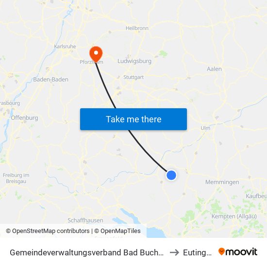 Gemeindeverwaltungsverband Bad Buchau to Eutingen map