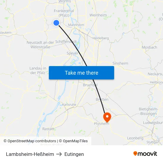 Lambsheim-Heßheim to Eutingen map