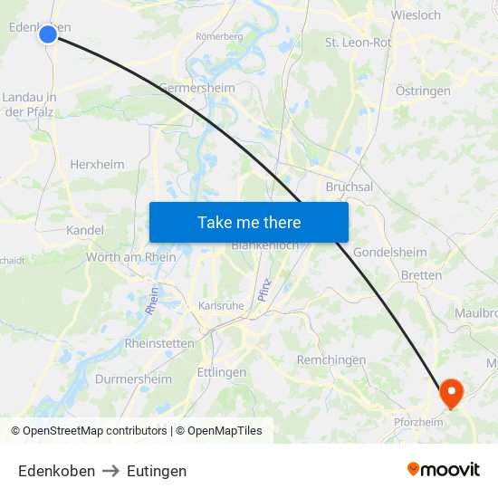 Edenkoben to Eutingen map