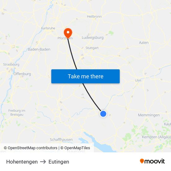 Hohentengen to Eutingen map