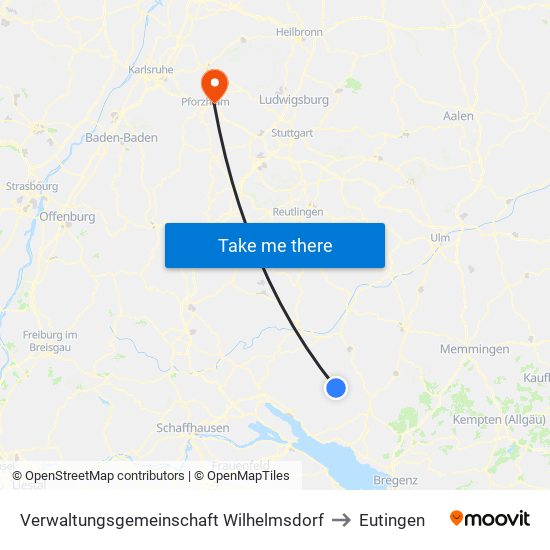 Verwaltungsgemeinschaft Wilhelmsdorf to Eutingen map