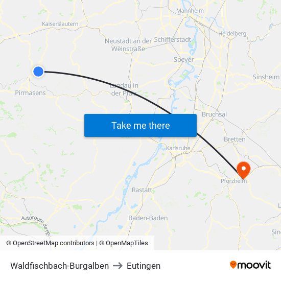 Waldfischbach-Burgalben to Eutingen map