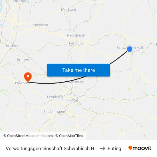 Verwaltungsgemeinschaft Schwäbisch Hall to Eutingen map