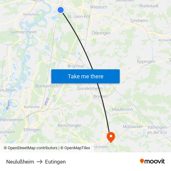 Neulußheim to Eutingen map