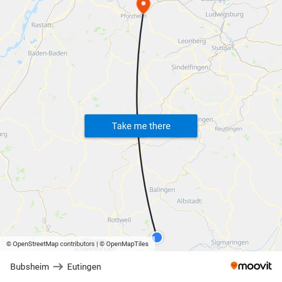 Bubsheim to Eutingen map