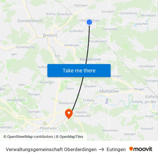 Verwaltungsgemeinschaft Oberderdingen to Eutingen map