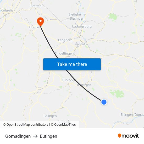 Gomadingen to Eutingen map