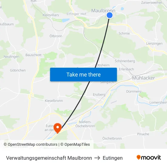 Verwaltungsgemeinschaft Maulbronn to Eutingen map