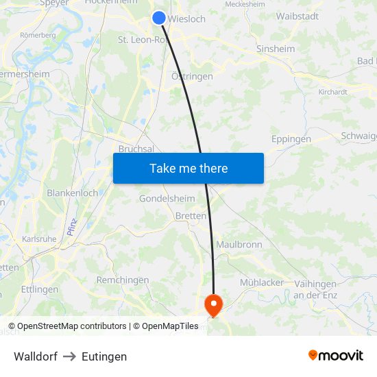 Walldorf to Eutingen map