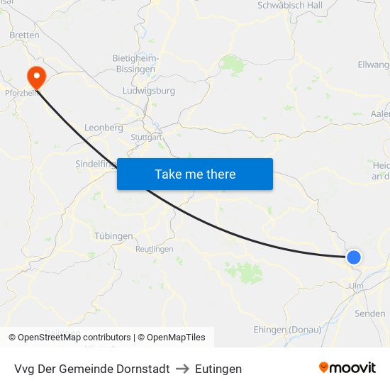 Vvg Der Gemeinde Dornstadt to Eutingen map