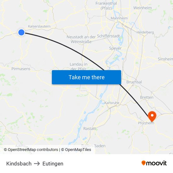 Kindsbach to Eutingen map