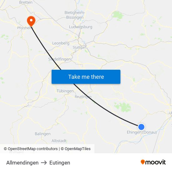 Allmendingen to Eutingen map