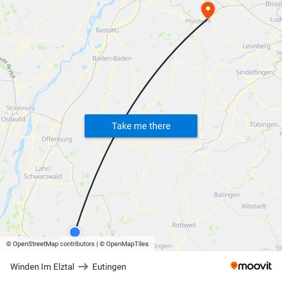 Winden Im Elztal to Eutingen map