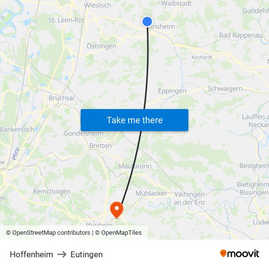 Hoffenheim to Eutingen map