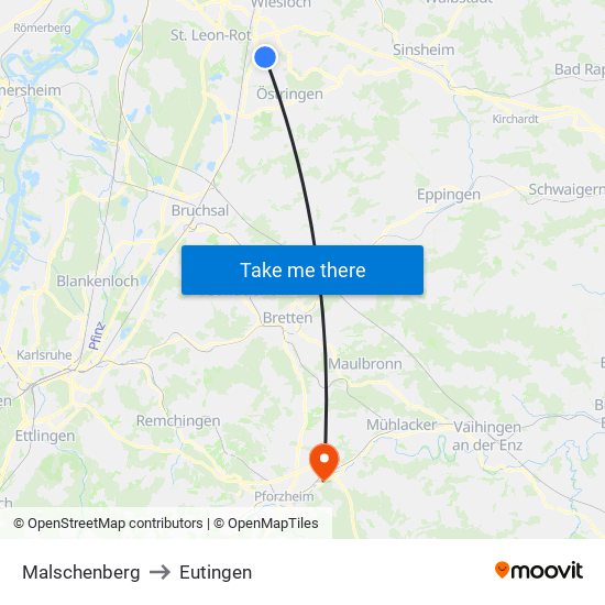 Malschenberg to Eutingen map