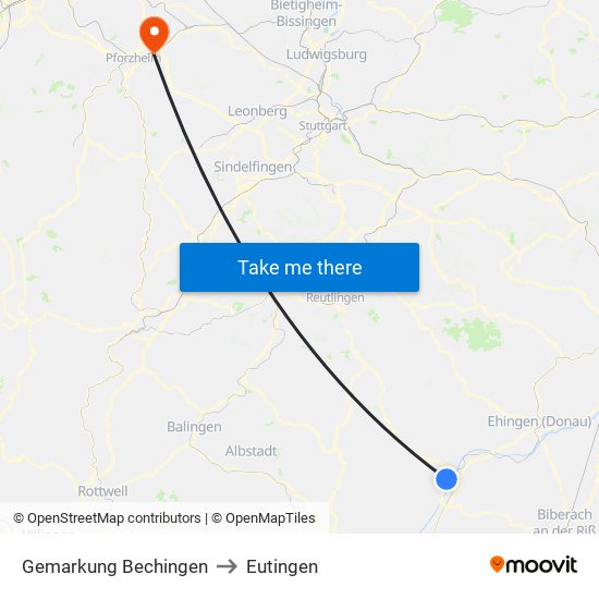 Gemarkung Bechingen to Eutingen map