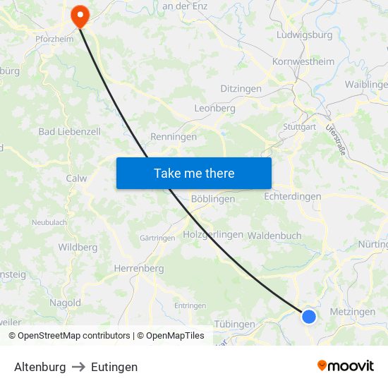 Altenburg to Eutingen map