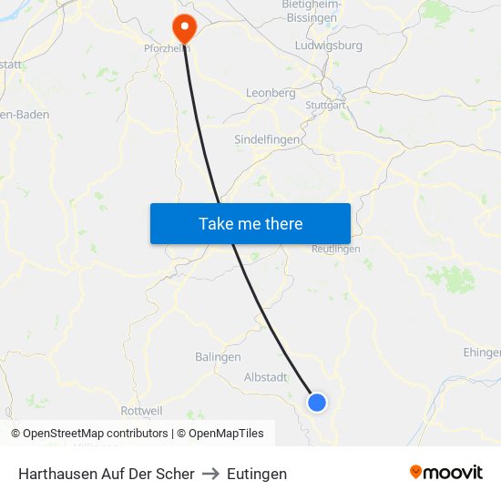 Harthausen Auf Der Scher to Eutingen map