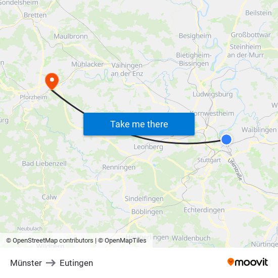 Münster to Eutingen map