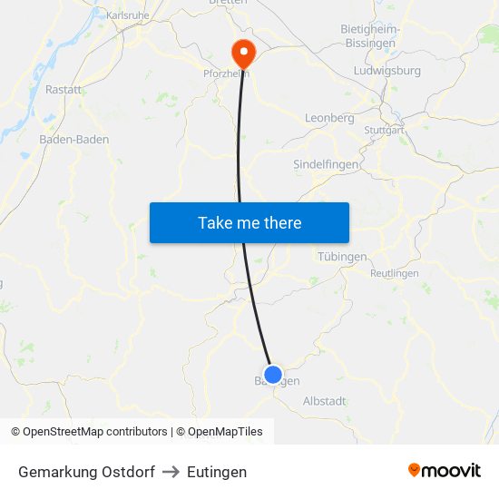 Gemarkung Ostdorf to Eutingen map