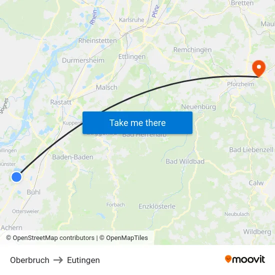 Oberbruch to Eutingen map