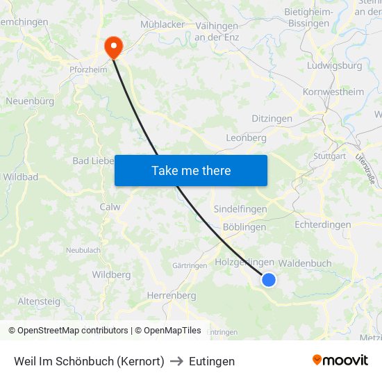 Weil Im Schönbuch (Kernort) to Eutingen map