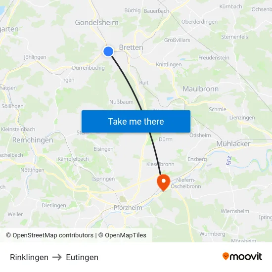 Rinklingen to Eutingen map