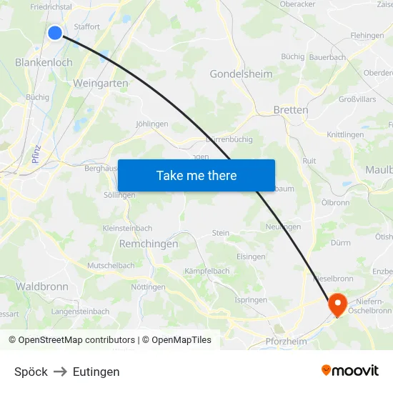 Spöck to Eutingen map