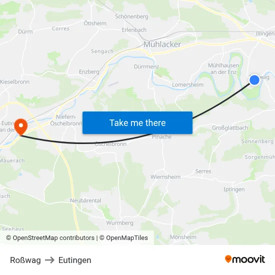 Roßwag to Eutingen map
