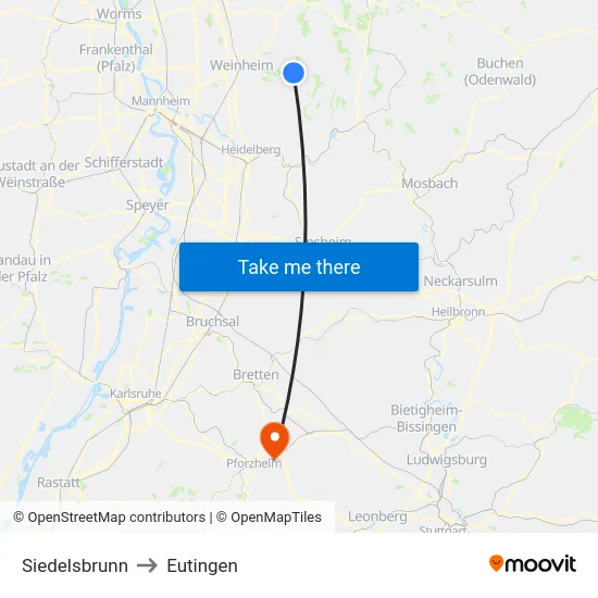 Siedelsbrunn to Eutingen map